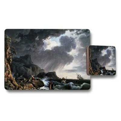 B&Q -  Stormy Coast And Shipwreck Placemats And Coaster Set