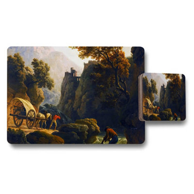 Benjamin Tate Design Placemat And Coaster Set With Romantic Landscape Painting from B&Q