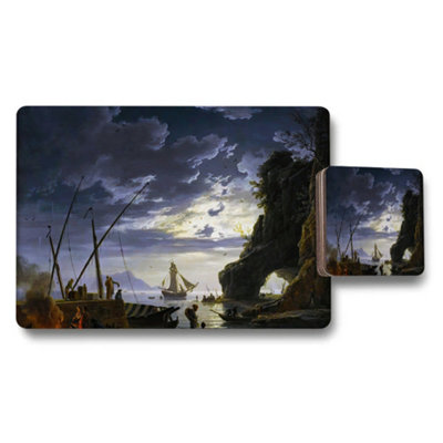 Benjamin Tate Design Harbor Scene Placemats And Coasters Set With Nautical Artwork from B&Q