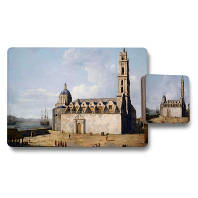 Benjamin Tate Design Coastal Cathedral Placemats And Coasters Set With Vintage Artwork from B&Q