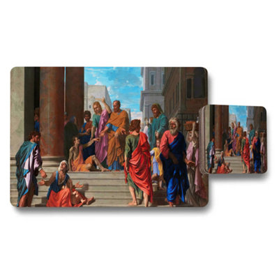 B&Q -  Biblical Scene Placemat Coaster Set Artwork Dining Table