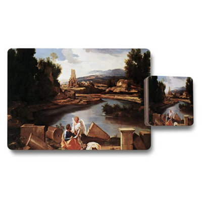 Benjamin Tate Design Placemat And Coaster Set With Classic Landscape Painting from B&Q