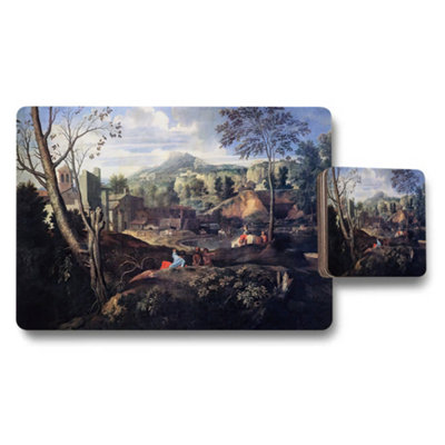 Benjamin Tate Design Placemat And Coaster Set Featuring Classic Landscape Painting Artwork from B&Q