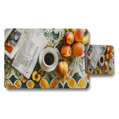 Benjamin Tate Design Fruit Themed Placemat And Coaster Set For Kitchen Table from B&Q