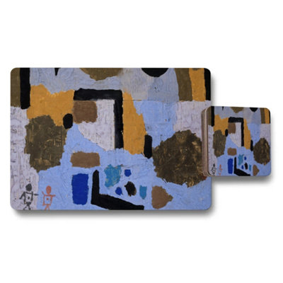 B&Q -  Abstract Geometric Placemats And Coaster Set For Table Decor
