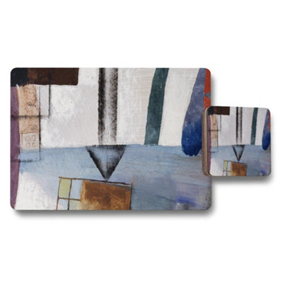 Benjamin Tate Design Abstract Geometric Placemat And Coaster Set With Modern Art Pattern from B&Q