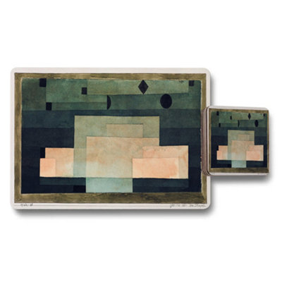 B&Q -  Abstract Geometric Placemat And Coaster Set In Green Blue Tones