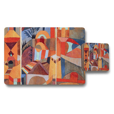 Benjamin Tate Design Abstract Geometric Placemats And Coaster Set For Dining Table from B&Q