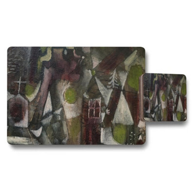 Benjamin Tate Design Abstract Village Houses Placemats And Coasters Set from B&Q