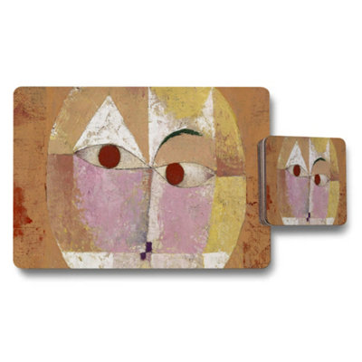 B&Q -  Abstract Geometric Face Placemat And Coaster Set For Dining