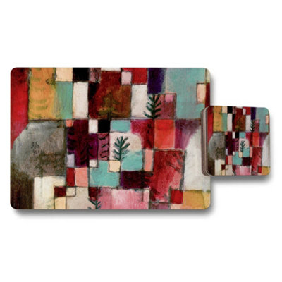 Benjamin Tate Design Abstract Geometric Placemat And Coaster Set In Colorful Squares from B&Q