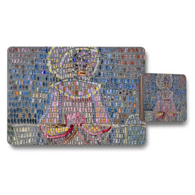 Benjamin Tate Design Placemat And Coaster Set With Abstract Mosaic Meditating Figure Artwork from B&Q