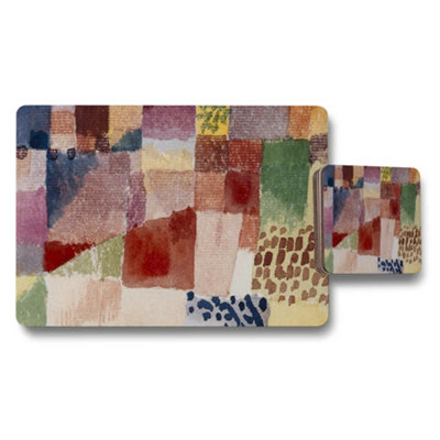 Benjamin Tate Design Abstract Patchwork Placemat And Coaster Set For Dining Table from B&Q
