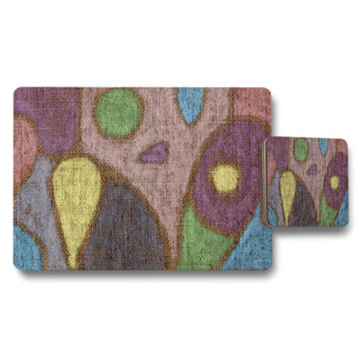 B&Q -  Abstract Colorful Placemat And Coaster Set For Dining Table