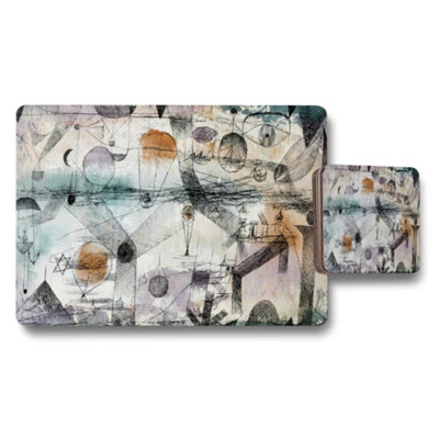 B&Q -  Abstract Geometric Placemat And Coaster Set Multicolor Artwork