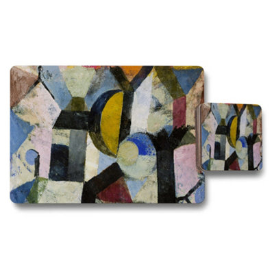 B&Q -  Abstract Geometric Artwork Placemat And Coaster Set
