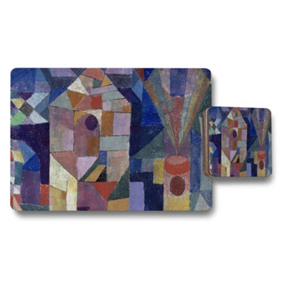 B&Q -  Abstract Mosaic Placemat And Coaster Set In Geometric Colors
