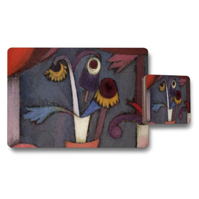 B&Q -  Abstract Art Placemats And Coaster Set Modern Dining Table Decor