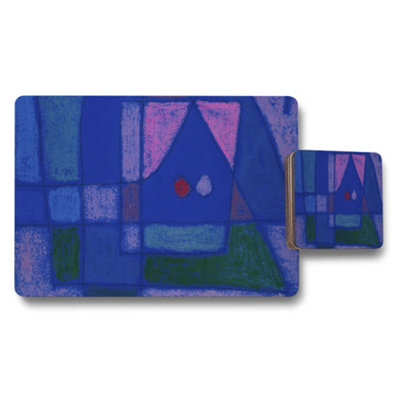 B&Q -  Colorful Abstract Blue Geometric Placemats And Coasters Set