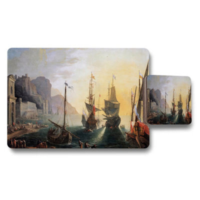 B&Q -  Harbor Scene Ship Artwork Placemat And Coaster Set Collection
