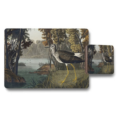 Benjamin Tate Design Birds In Nature Themed Placemat And Coaster Set With Heron Image from B&Q