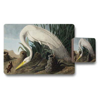 B&Q -  Heron Themed Placemats And Coaster Set With Nature Scene