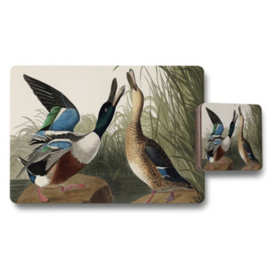 B&Q -  Mallard Duck Placemats And Coaster Set With Vintage Artwork