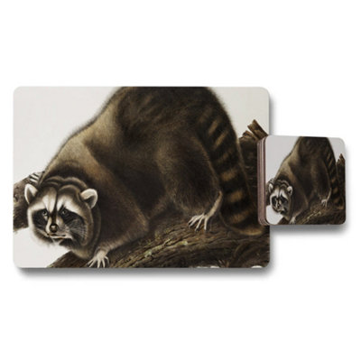 B&Q -  Raccoon Themed Woodland Placemat And Coaster Set For Dining Table