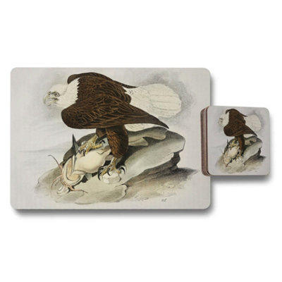 Benjamin Tate Design Eagle Themed Placemat And Coaster Set With Vintage Illustration from B&Q