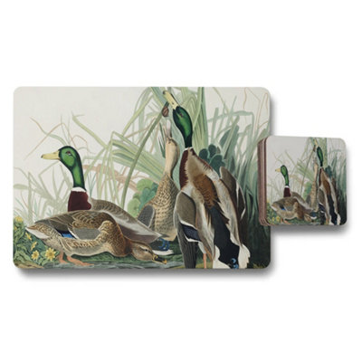 B&Q -  Duck Themed Placemat And Coaster Set With Wildlife Illustration
