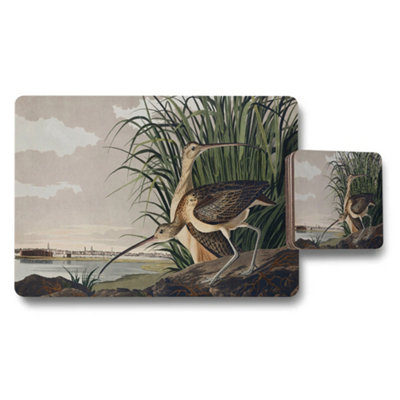 B&Q -  Heron In Reeds By The Riverbank Placemats And Coaster Set