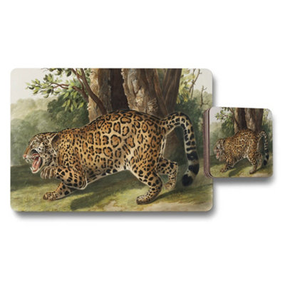 B&Q -  Leopard Print Placemat And Coaster Set For Dining Table
