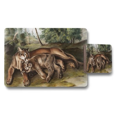 B&Q -  Lion Family Placemat And Coaster Set With Wildlife Art