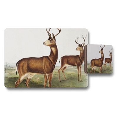 B&Q -  Deer Themed Placemats And Coasters Set With Wildlife Artwork