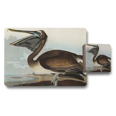 Benjamin Tate Design Pelican Beach Placemats And Coaster Set Vintage Illustration from B&Q