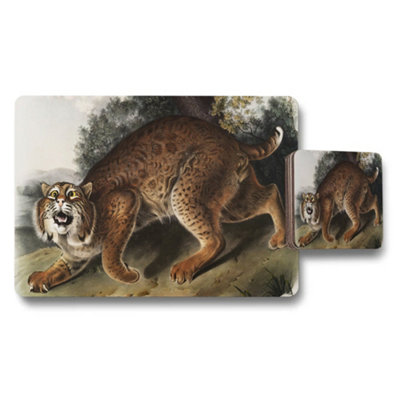 Benjamin Tate Design Leopard Artwork Placemat And Coaster Set For Dining Table from B&Q