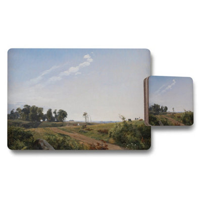 B&Q -  Landscape Placemats And Coasters Set Featuring Rural Countryside Painting