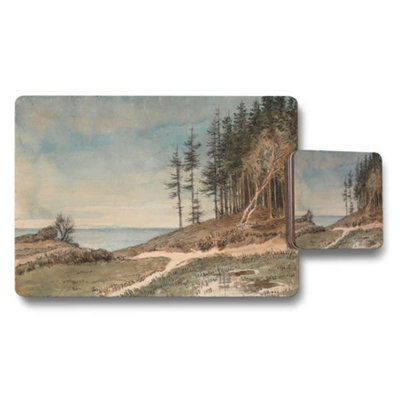Benjamin Tate Design Coastal Landscape Placemat And Coaster Set With Seaside Path from B&Q