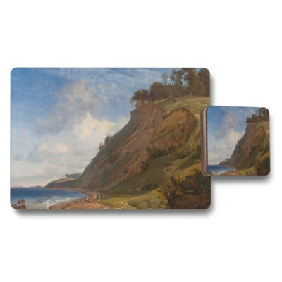 B&Q -  Coastal Cliff Landscape Placemat And Coaster Set For Dining