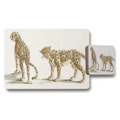 B&Q -  Leopard Print Placemat And Coaster Set For Dining Table Decor