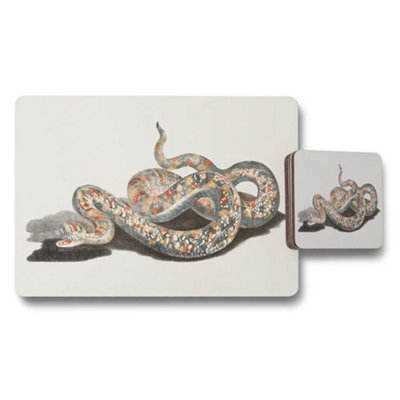 B&Q -  Snake Themed Placemat And Coaster Set With Artwork Print
