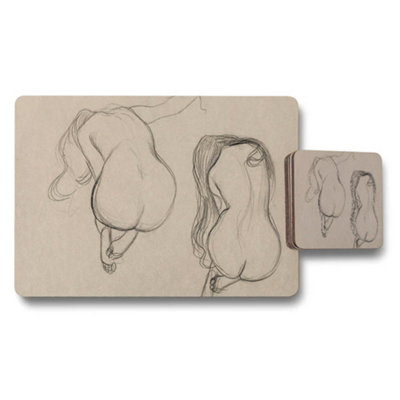 B&Q -  Nude Figure Sketch Placemat And Coaster Set For Modern Tables