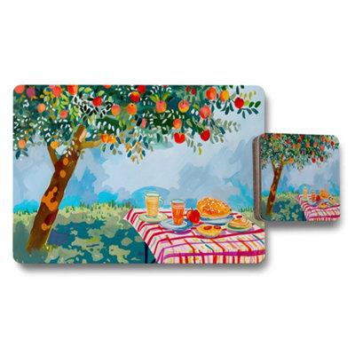 B&Q -  Colorful Fruit Tree Picnic Placemats And Coasters Set