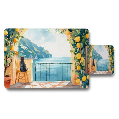 B&Q -  Mediterranean Lemon Garden Placemats And Coaster Set