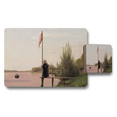 B&Q -  Placemat And Coaster Set With Lakeside Scene Artwork