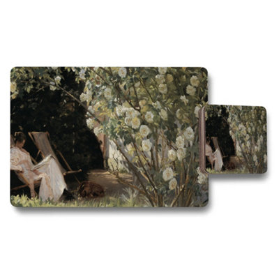 B&Q -  Impressionist Garden Scene Placemat And Coaster Set
