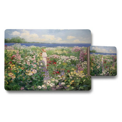 B&Q -  Sunlit Flower Garden Landscape Placemat And Coaster Set