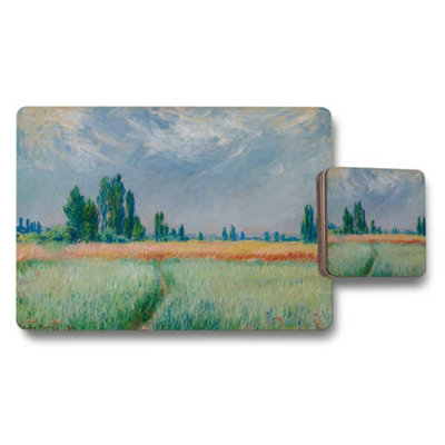 B&Q -  Impressionist Landscape Placemat And Coaster Set With Field And Sky