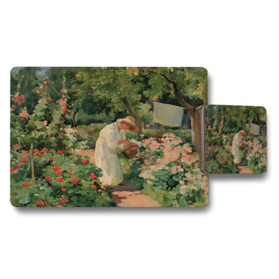 B&Q -  Impressionist Garden Roses Placemat And Coaster Set