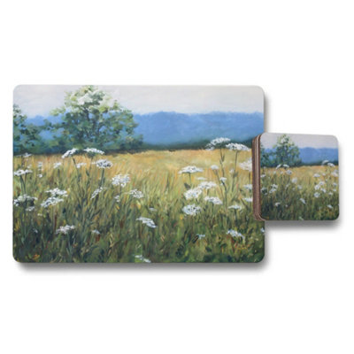 Benjamin Tate Design Meadow Wildflowers Placemat And Coaster Set Landscape Art Decor from B&Q